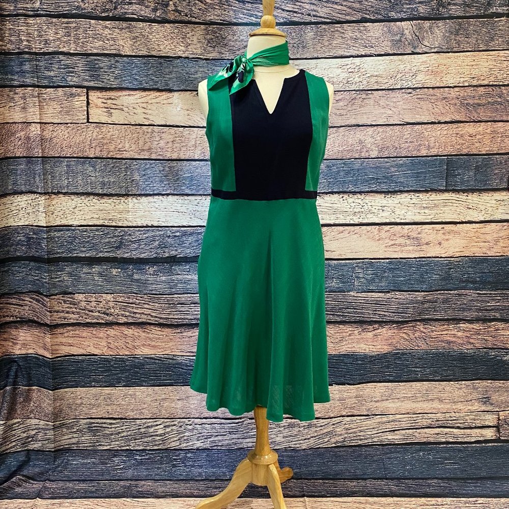Boden Sleeveless Green & Navy Midi Dress